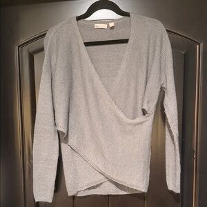 Chelsea28 Light Gray V-Neck Wrap Sweater